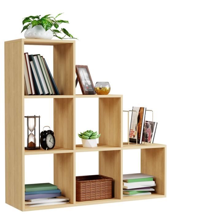 miadomodo® étagère d'escalier - 6 compartiments, robuste, 97,5x 29x97,5cm, en sonoma - meuble de rangement, bibliothèque