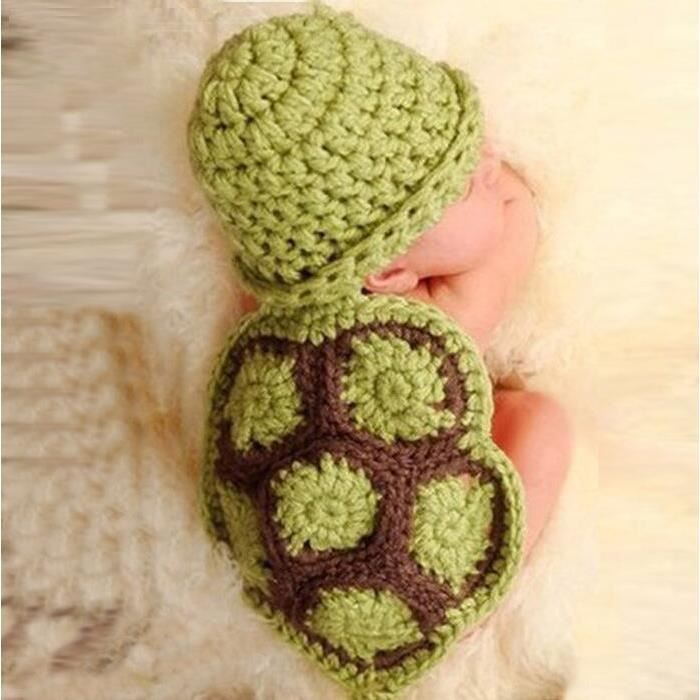 Vetements Photographie Pour Nouveau Ne Bebe 0 3 Mois Tortue Costume Mignon Tricote A La Main Cdiscount Pret A Porter