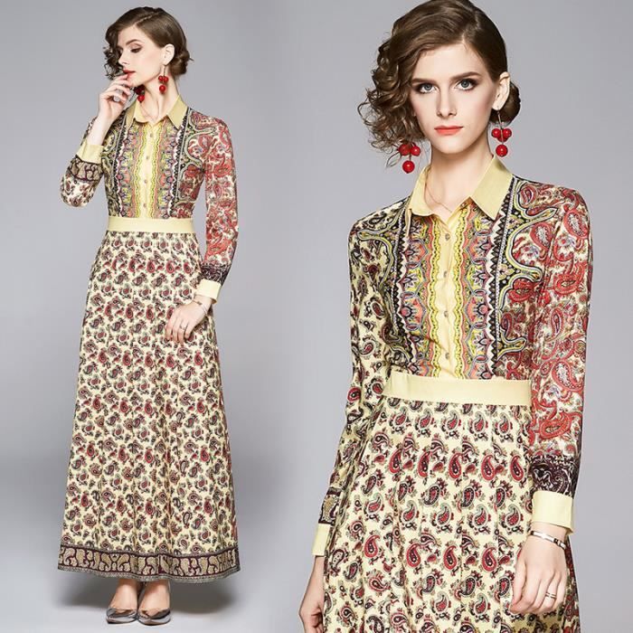 Robe Caftan Décontractée à Manches Longues Pilar - Taille Unique - Style Bohème Léger