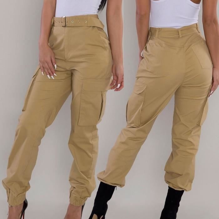 Femmes Pantalon Cargo Pantalons Casual Militaire Army Combat Pantalons Solides Pantalon De Poche Kaki Kaki Cdiscount Pret A Porter