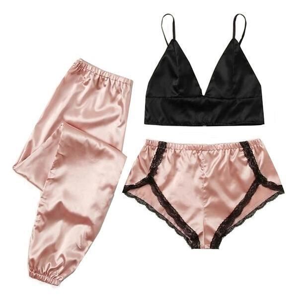 Pyjama femme satin 3 piece Achat / Vente pas cher