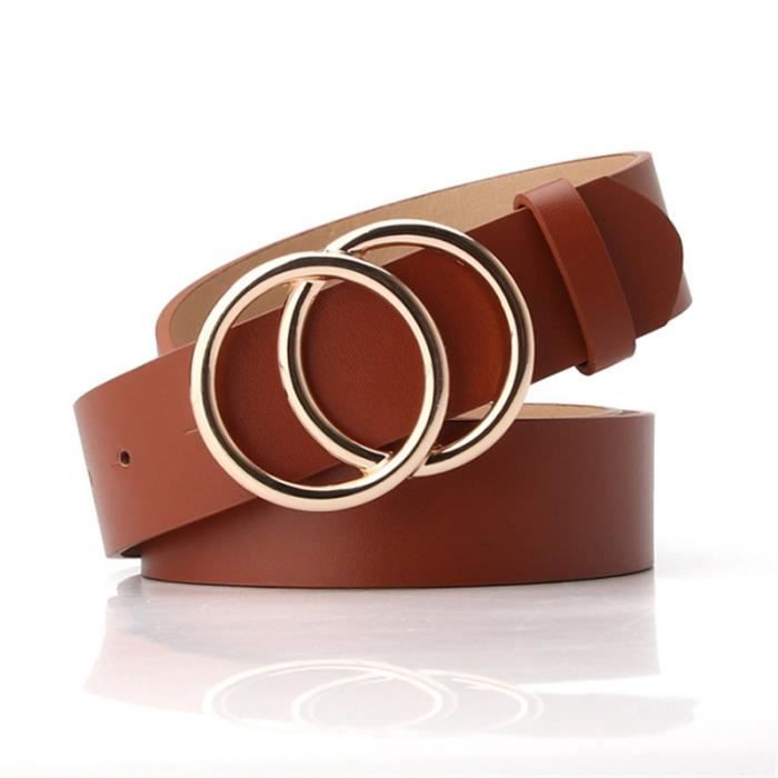 CEINTURE Femme - Ceinture à double boucle tout-aller New Fashion - 97cm  marron YH™ Marron - Cdiscount Prêt-à-Porter