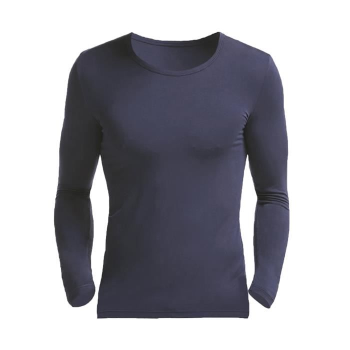 YOOJIA Haut Thermique Homme Chaud Lingerie de Nuit sous Pull Manche Longue Hiver T-Shirt Thermique Chaud sous Vêtement Col Moutant Grande Taille
