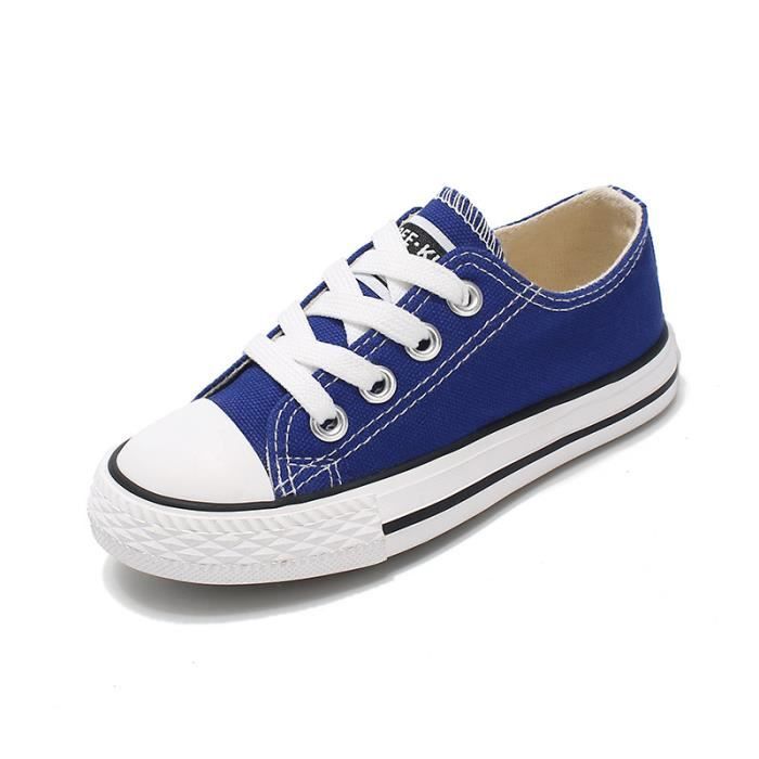 AIEVIS Basket Enfant Mixte - AIEVIS - Confortable en Toile - Couleur Bleu - Lacets