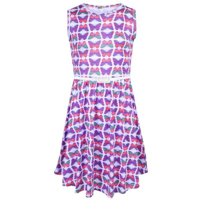 Robe Patineuse Evita Calista Sans Manches - Imprimé Floral Bleu Et Crème - Taille 10 - Occasion Très Bon état