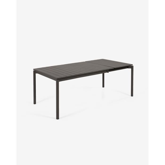 table de jardin extensible coloris noir mat en aluminium - longueur 140 - 200 x profondeur 90 x hauteur 75 cm