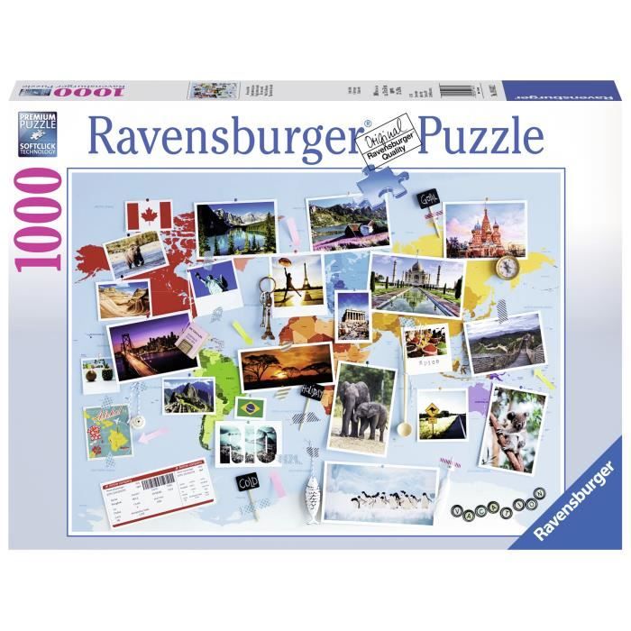 Puzzle 1000 pcs Voyage Autour Du Monde - Cdiscount Jeux - Jouets