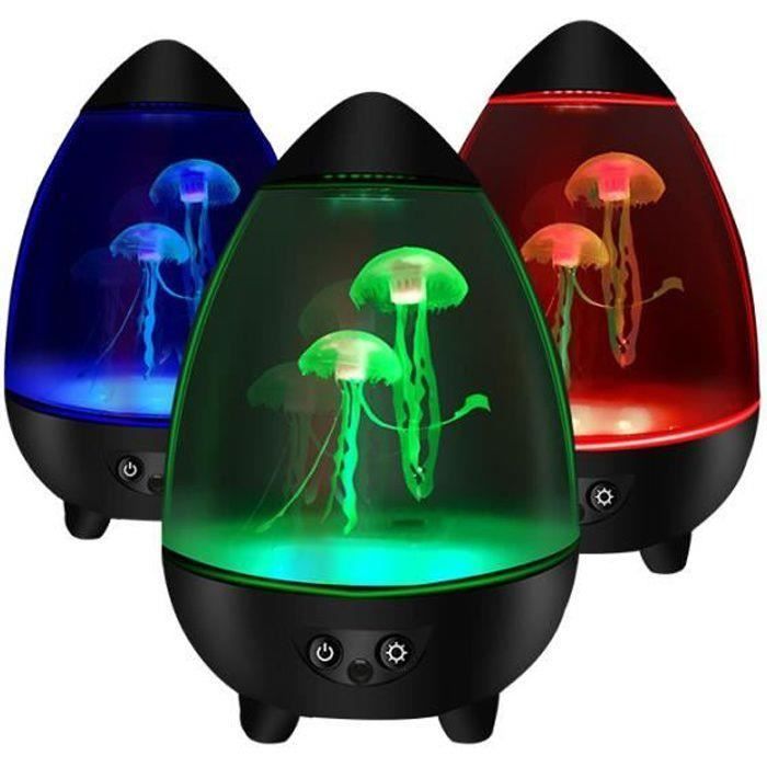 Lampe à Lave LED En Forme De Méduse Carrée – 7 Couleurs Changeantes, USB Ou Piles, Veilleuse Sensorielle Déco