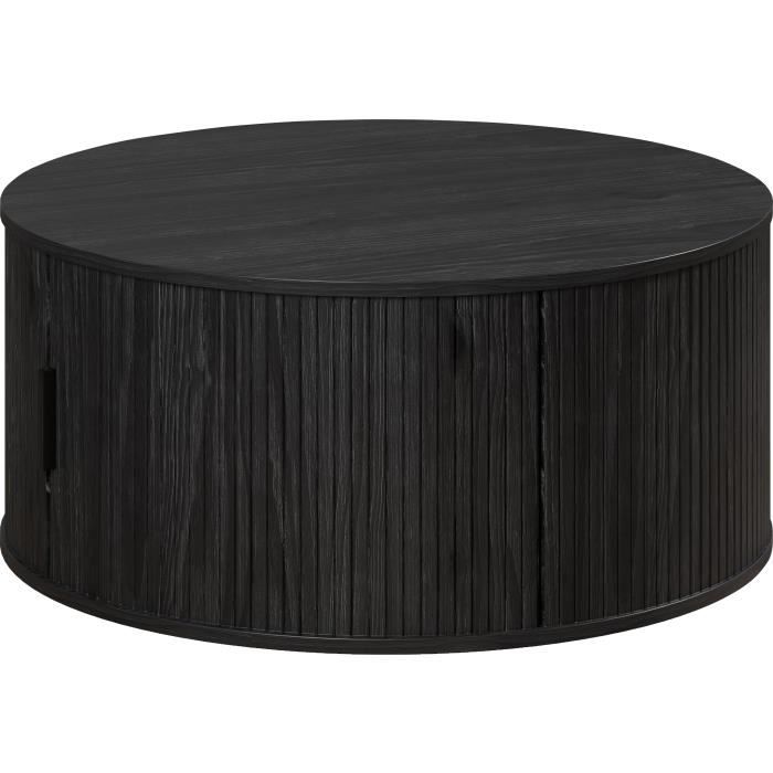 Table basse - Ronde - En MDF - Noir - Essentiel - Diamètre 80 cm Hauteur 36 cm - RONIN