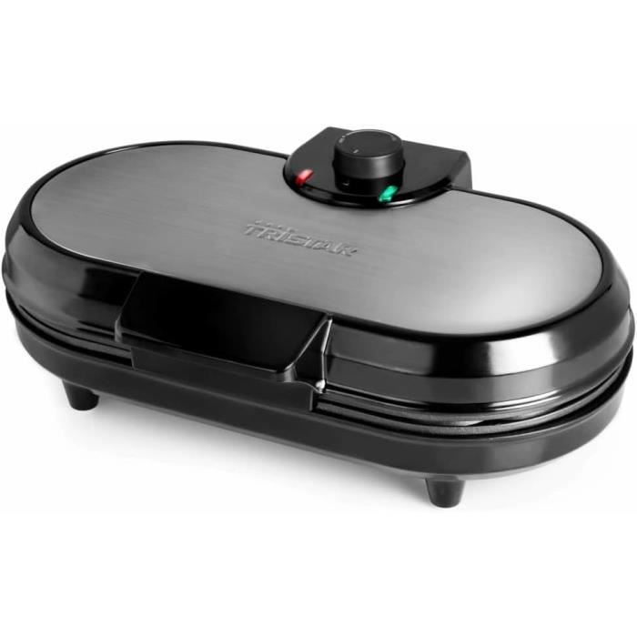Gaufrier Tristar WF-2195 Noir Acier Inoxydable - 1000W, 2 Gaufres, Antiadhésif Et Thermostat