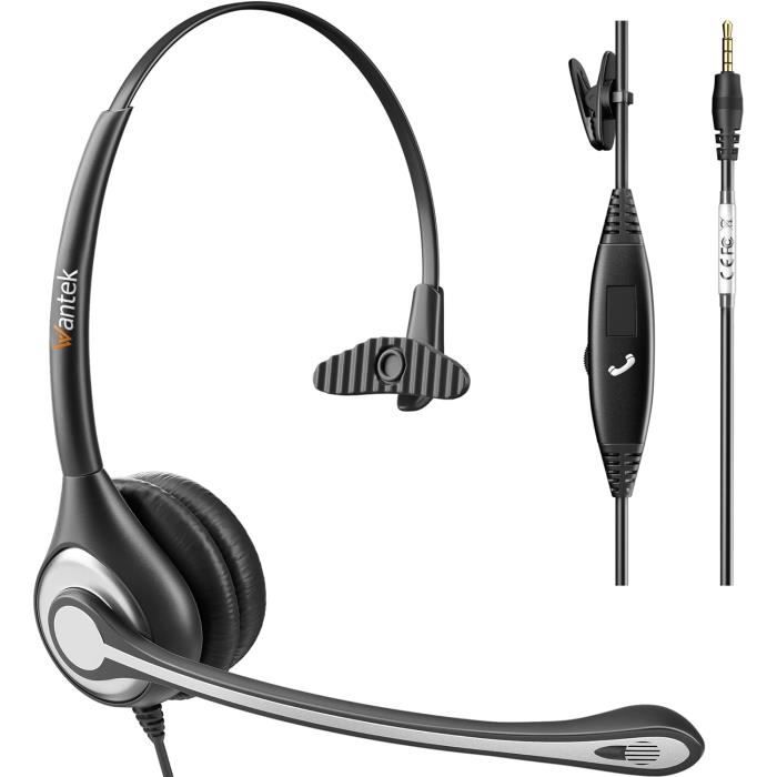 Casque d'écoute Eminent avec microphone, réglage du volume, prise jack 3,5 mm, EM3563