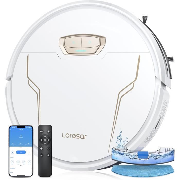 Laresar Aspirateur Robot 4500 Pa avec Auto Capteur de Traçage, Aspirateur Robot Laveur Poils d'animaux Ultra-Mince, Alexa/WiFi/APP Contrôlé, Idéal pour Tapis Sol Dur (Evol 3 Laresar Aspirateur Robot 4500 Pa avec Auto Capteur de Traçage, Aspirateur Robot Laveur Poils d'animaux Ultra-Mince, Alexa/WiFi/APP Contrôlé, Idéal pour Tapis Sol Dur (Evol 3