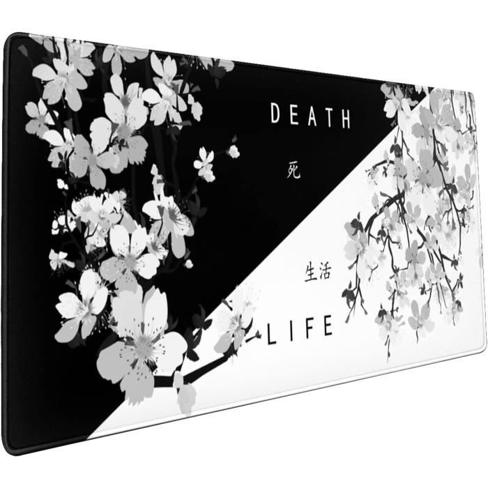 Tapis de souris japonais noir et blanc - 90 x 40 cm - XXL - Motif fleurs de  cerisier - Death Life Sakura - Grande base[S524] - Cdiscount Informatique