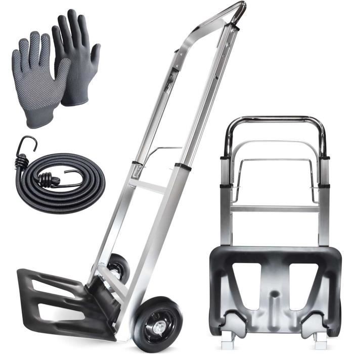 Roue Diable Relaxdays 10020046 Diable Pliable Tranport Chariot à Roulettes Jusqu'à 60kg HxLxP Environ 96 X 38 X 37 Cm Poignée Réglable En Hauteur Gris Diable Demenagement