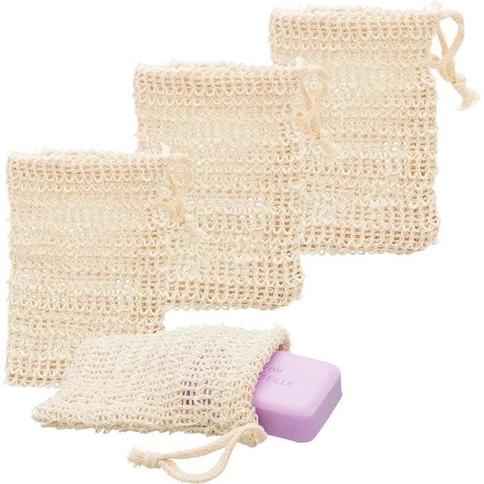 Sac à savon en Sisal , 5 pièces Naturel Sachet à Savon avec cordon déal Sac à savon en Sisal , 5 pièces Naturel Sachet à Savon avec cordon déal