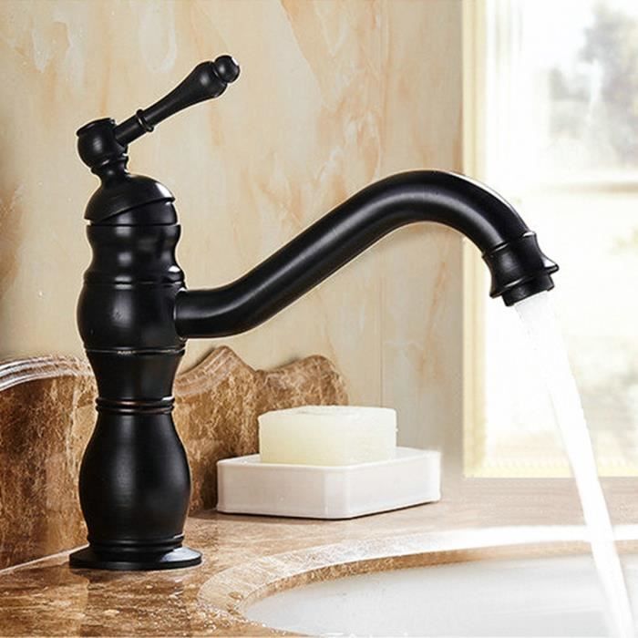 TEMPSA Rétro Mitigeur Robinet Noir Lavabo Evier Laiton Cuisine Salle Bain  Noir - Cdiscount Bricolage