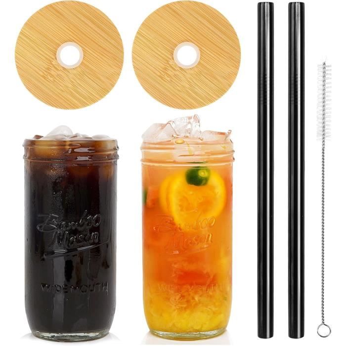 Bocaux Mason avec Couvercles et Pailles, bocaux Mason 24 oz, verres à Bocaux Mason avec Couvercles et Pailles, bocaux Mason 24 oz, verres à