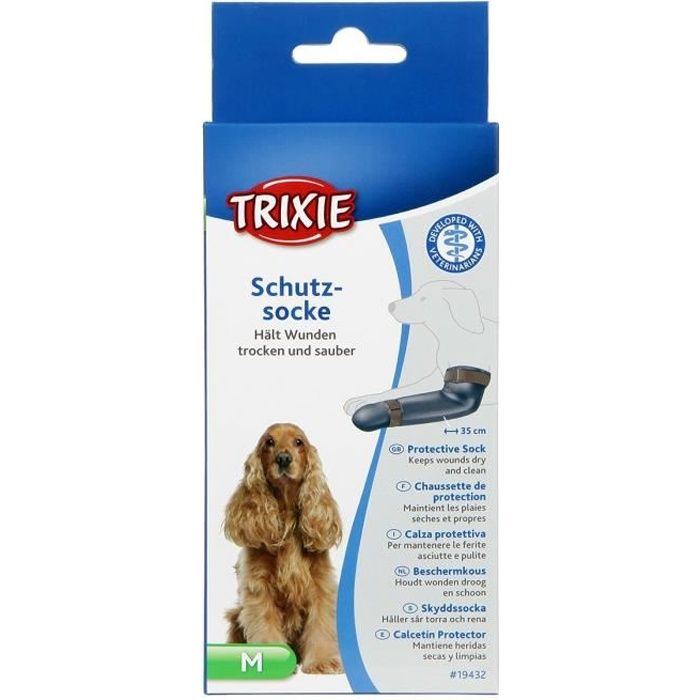 TRIXIE Chaussettes de protection en silicone - M : 8 cm-35 cm - Gris - Pour chien