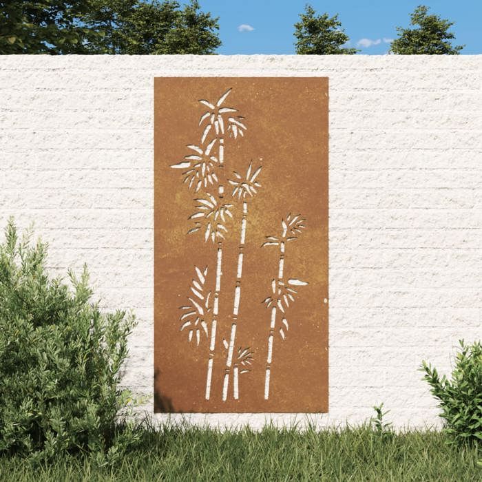 vidaXL Décoration murale jardin 105x55 cm acier corten design bambou 824484