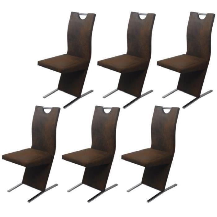 VidaXL Chaises de salle à manger 6 pcs Marron Tissu - Cdiscount Maison