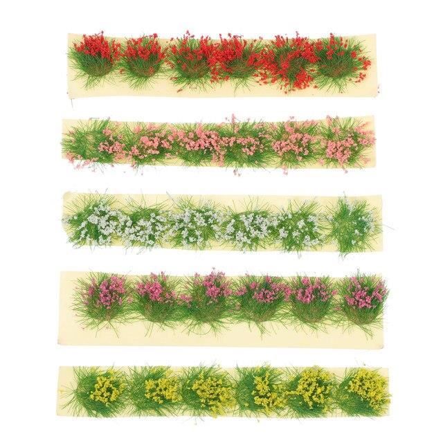 53 Pièces D’herbe Statique Adhésive - Mini Modèle Paysage Avec Fleurs Sauvages