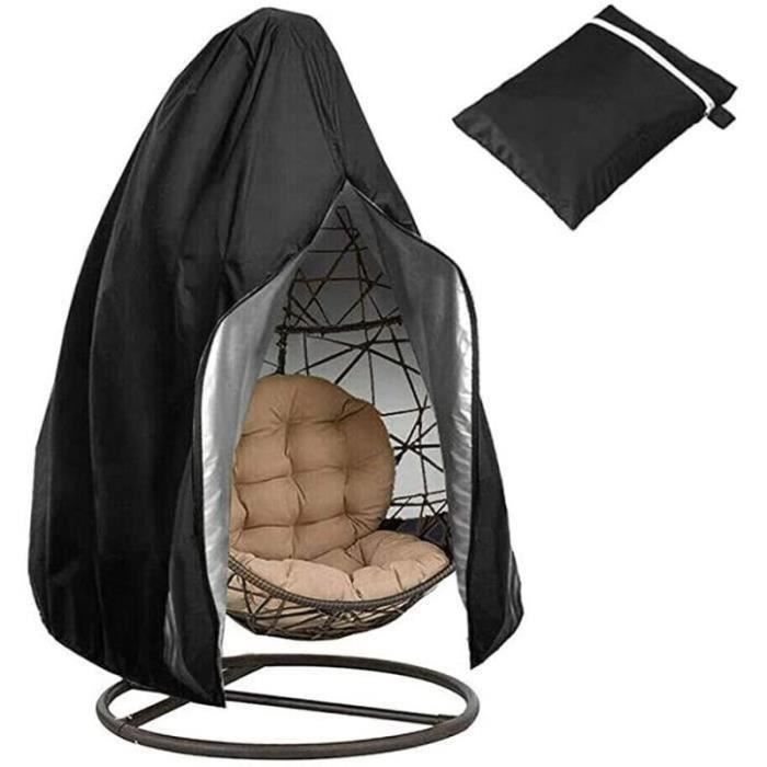 Couverture de Chaise Suspendue Housse de Protection pour Oeufs Chaise Imperméable Housse Meuble Couverture 190x115cm Noir