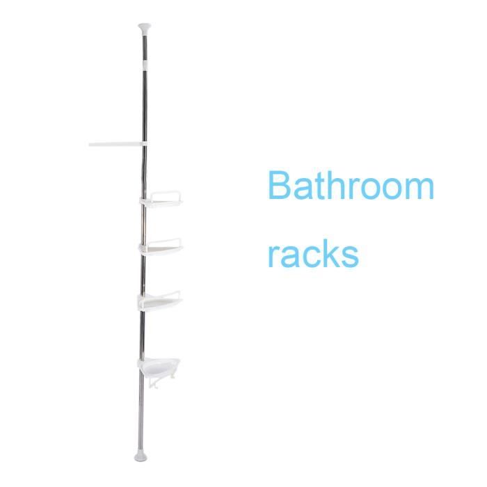 Etagère d'angle de douche téléscopique - Aluminium - 4 niveaux avec crochets