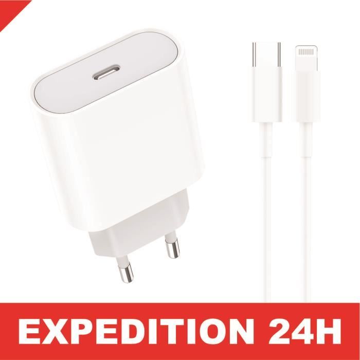 Chargeur Rapide 20W + Cable USB-C Lightning pour iPhone 14 / 14 PLUS / 14  PRO / 14