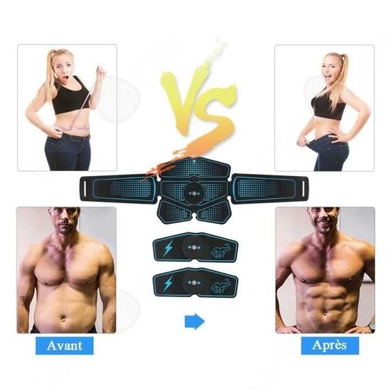 Ceinture de musculation abdominale, pectoraux et cuisses - Noir - 6 modes  charge USB - Cdiscount Sport