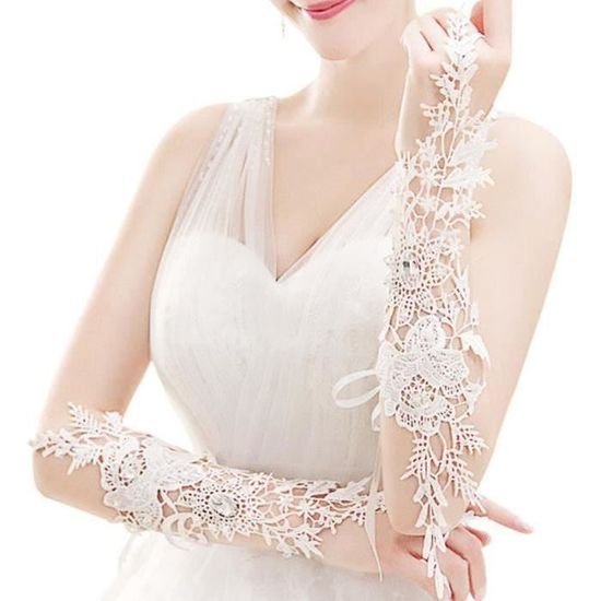 Gants Courts Dentelle Femme Andiker - Style Vintage Opéra - Pour Mariage, Soirée, Costume