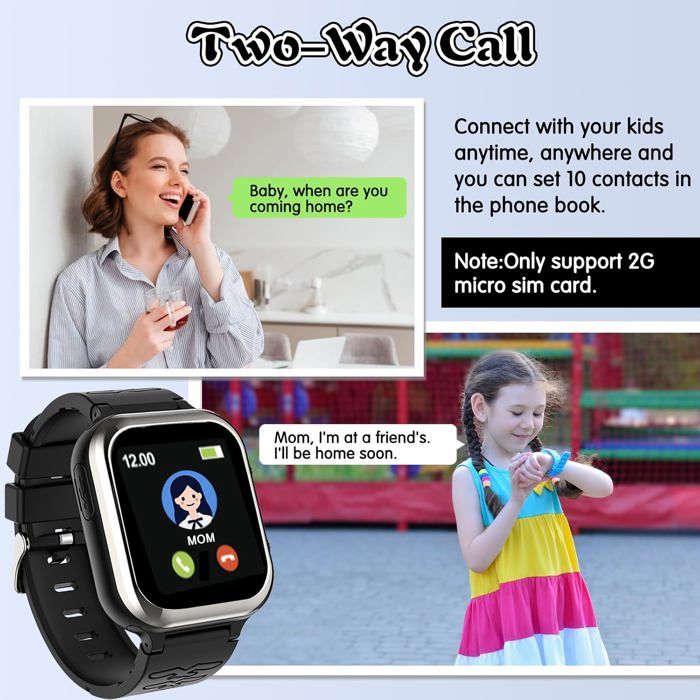 Montre Enfant Avec Sim Wifi Bouton Sos Gps Appel Vidéo Noir Forever à Prix