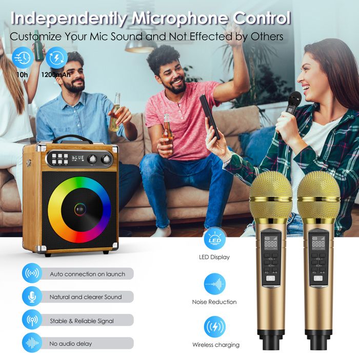 Machine de Karaoké avec 2 microphones, machine de karaoké portable pour adultes et Machine de Karaoké avec 2 microphones, machine de karaoké portable pour adultes et