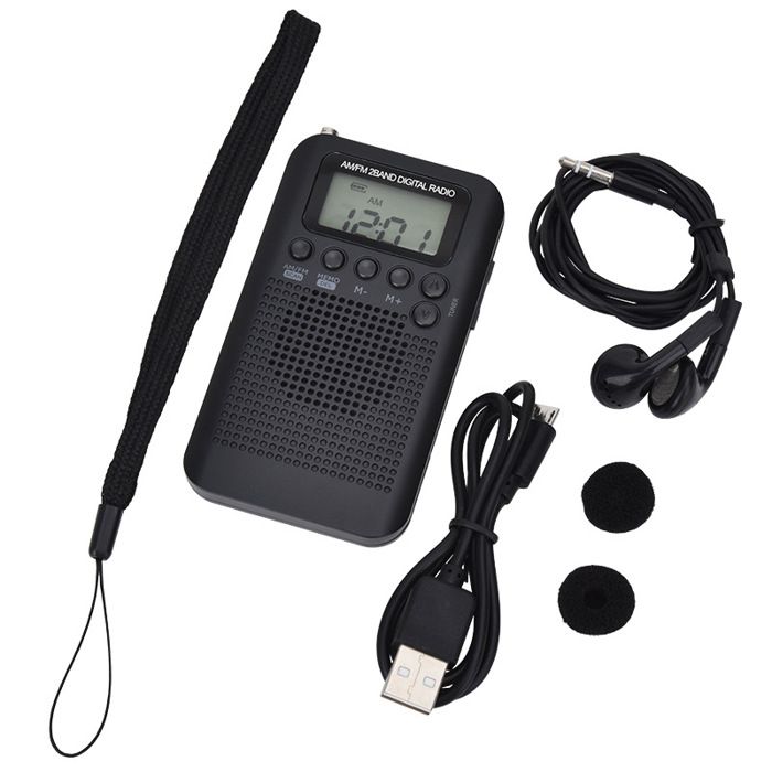 Mini radio portable AM/FM stéréo à réglage numérique avec écouteurs ...