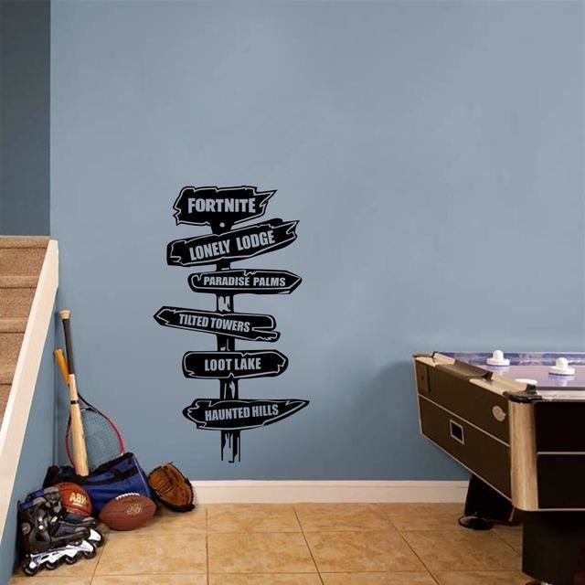 Fortnite Autocollant mural de décoration de chambre de garçon de signes de  direction créative - Cdiscount Maison