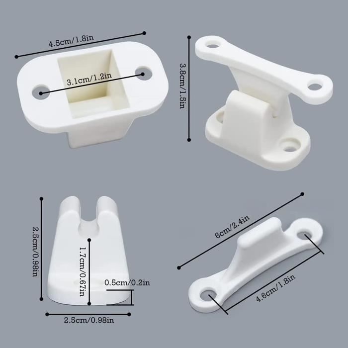 Support De Retenue De Porte Blanc Pour Caravane Ou Camping-car - Plastique, Fixation Universelle, Générique