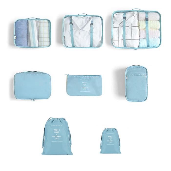 eStore Set de rangement pour sacs de voyage - Bleu clair