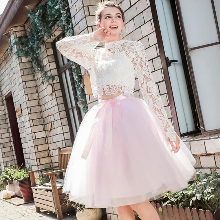 Tutu Jupe Midi en Tulle a 5 Couches pour Femme Jupon Elegant a la Mode pour Patients de Mariage Demoiselle white C5250 Blanc Cdiscount Pret a Porter