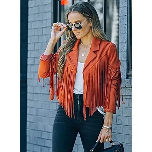 Veste en daim best sale femme avec franges