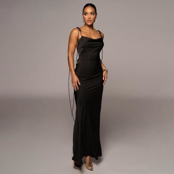 Robe de soirée Spaghetti Strap Dos Nu Paillettes Moulante - FR