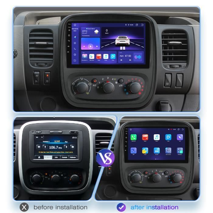 Android 12.0 2 Din Stereo Autoradio, 9 Touchscreen Stereo Auto per Renault Trafic 3 (2014-2021)/Opel Vivaro B (2014-2018) con GPS, FM Radio, Bluetooth, Comandi al volante ( Color : A , Size : V1(1G+1