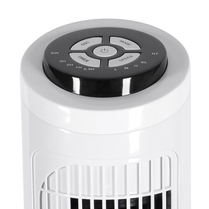 TECVANCE Newest edition- Ventilateur Colonne silencieux avec Télécommande  et Minuterie - 3 Vitesses - Oscillation - Hauteur 76 cm - Noir/Blanc
