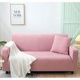 Housse de canapé 3 personnes-polyester-sofa cover 190cm-230cm-Rose-2