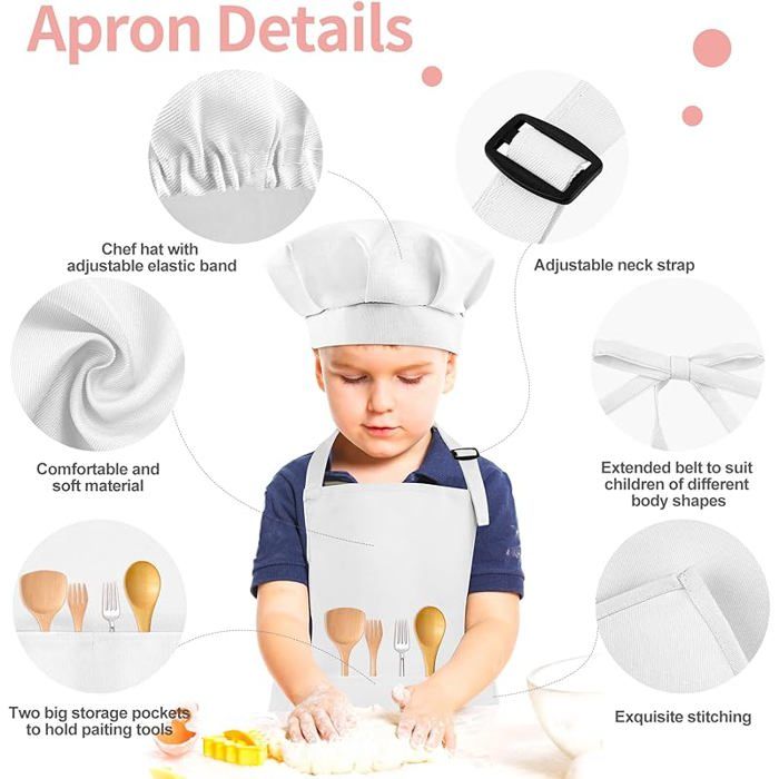 Tablier enfant Strawberry (lot de 1) avec toque de chef, tablier antitache, tablier de cuisine Tablier enfant Strawberry (lot de 1) avec toque de chef, tablier antitache, tablier de cuisine