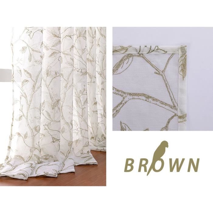 Rideaux fins brodés beige pour chambre de fille, rideaux transparents