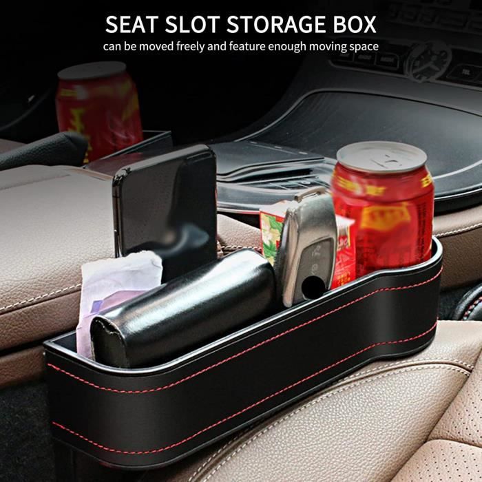 Console multifonctionnelle de voiture boîte en cuir PU allume-cigare poche  de chargement porte-gobelet siège boîte de rangement latérale