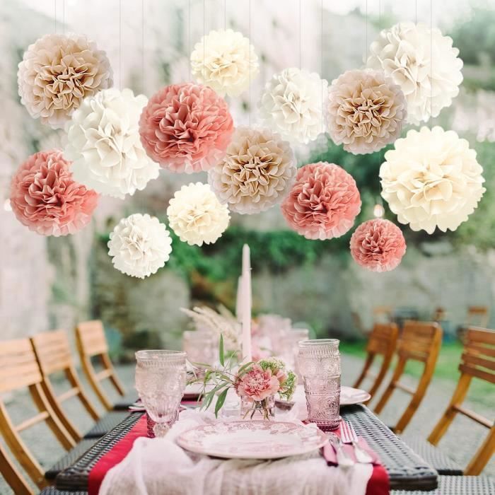 Pompons en papier de soie,5 pièces 10 15 20 25 30cm,boules de fleurs,décoration de fête de