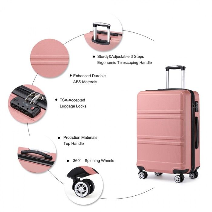 Kono - Valise Cabine 57cm Rigide ABS - 4 Roues - Serrure TSA - Crème
