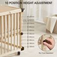 Lit bébé multifonctionnel en pin couleur bois naturel, Berceau réglable en hauteur et mobile, 105x70 cm-3