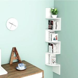 Étagère D'angle Design - Résine Imitation Pierre - Blanc - 24x24 Cm - Support Jusqu'à 15 Kg - Fixation Incluse