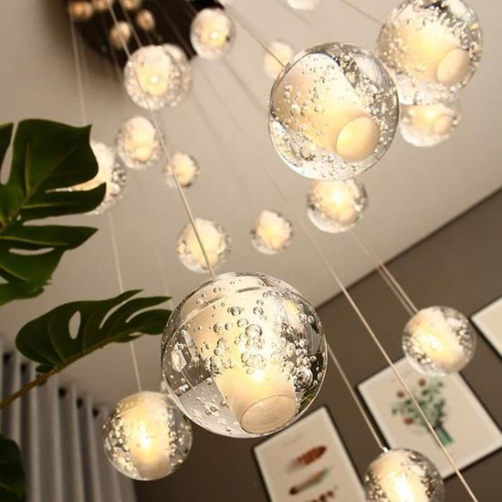 48W LED Cristal Design Lampe suspension lumière pendentif lampe de plafond Lustre Creative Blanc froid Lustre